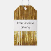 Goud Wit Glam Tinsel Stripes Gift Labels Cadeaulabel (Voorkant)