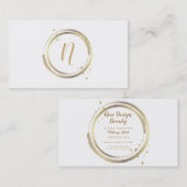 Goud & Wit Glanzend Glimmend Glam Moderne Minimale Visitekaartje (Voorkant / Achterkant)