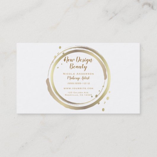 Goud & Wit Glanzend Glimmend Glam Moderne Minimale Visitekaartje (Achterkant)