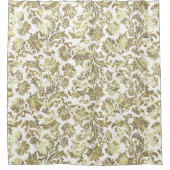 Goud & Wit Glitter Bloemen Damasks Douchegordijn (Voorkant)