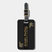 Goud & Wit Glitter & Sparkles Bloemenolifant 2 Bagagelabel (Voorkant verticaal)