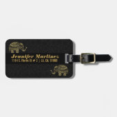 Goud & Wit Glitter & Sparkles Bloemenolifant Bagagelabel (Voorkant horizontaal)