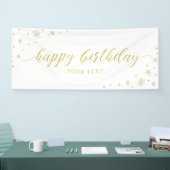 Goud & Wit | Glitter Verjaardagsfeest Banner (Beurs)