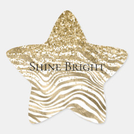Goud Wit Glitter Zebra Print Sparkle Ster Sticker