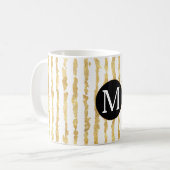 Goud Wit Glitz Strepen Monogram Koffiemok (Voorkant links)