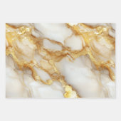 Goud Wit Grijs Marmer Waterverf Verjaardag Hij Zij Inpakpapier Vel (Voorkant 3)