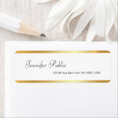 Goud Wit Handgeschreven Script Schoon Retouradres Etiket (Insitu)