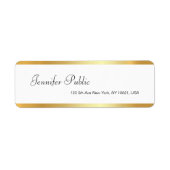 Goud Wit Handgeschreven Script Schoon Retouradres Etiket (Voorkant)