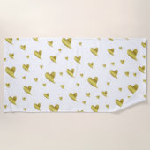 goud, wit, hart, liefde, valentijn, vorm, symbool, strandlaken (Voorkant)