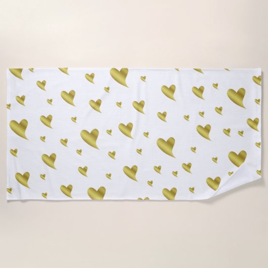 goud, wit, hart, liefde, valentijn, vorm, symbool, strandlaken (Voorkant)