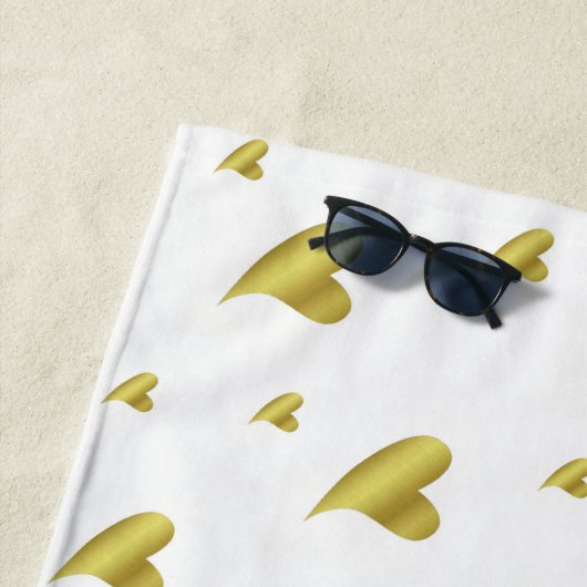 goud, wit, hart, liefde, valentijn, vorm, symbool, strandlaken (In situ)