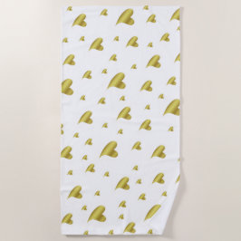 goud, wit, hart, liefde, valentijn, vorm, symbool, strandlaken