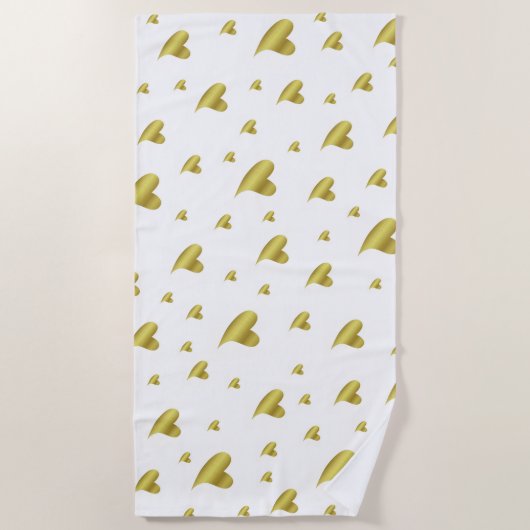 goud, wit, hart, liefde, valentijn, vorm, symbool, strandlaken (Voorkant)