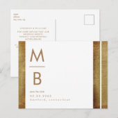 Goud & Wit Hedendaags Monogram Save the Date Briefkaart (Voorkant / Achterkant)