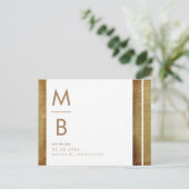 Goud & Wit Hedendaags Monogram Save the Date Briefkaart (Staand voorkant)