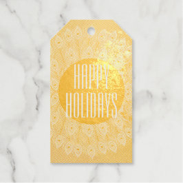 GOUD & WIT INGEWIKKELD VEERPATROON AANGEPASTE TEKS CADEAULABELS