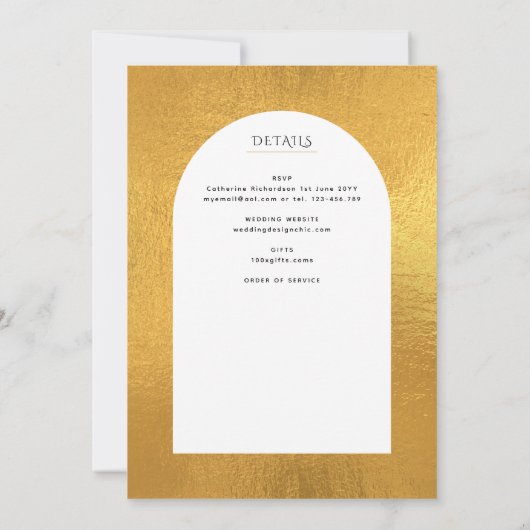 Goud Wit Katholiek Nuptial Mass Bruiloft Kaart (Achterkant)