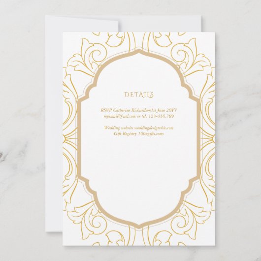 Goud Wit  Katholiek Nuptial Mass Bruiloft Kaart (Achterkant)