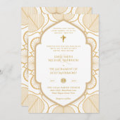 Goud Wit  Katholiek Nuptial Mass Bruiloft Kaart (Voorkant / Achterkant)