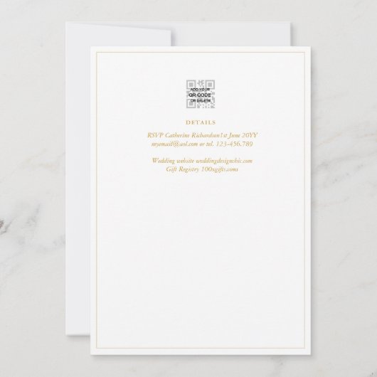 Goud Wit  Katholiek Nuptial Mass Bruiloft Kaart (Achterkant)