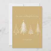 Goud, Wit, Kerstboomsterren Elegante Feestdagen Kaart (Voorkant)