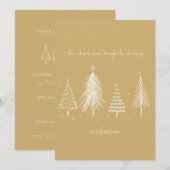Goud, Wit, Kerstboomsterren Elegante Feestdagen Kaart (Voorkant / Achterkant)