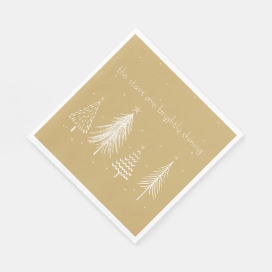 Goud, wit, kerstboomsterren, legante feestdag servet (Hoek)