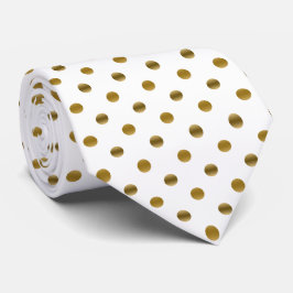 Goud & Wit Klassieke Polka Dots Patroon Stropdas
