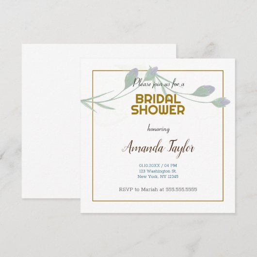 Goud Wit Kleur Floral Minimalistisch Vrijgezellenf Save The Date (Voorkant / Achterkant)