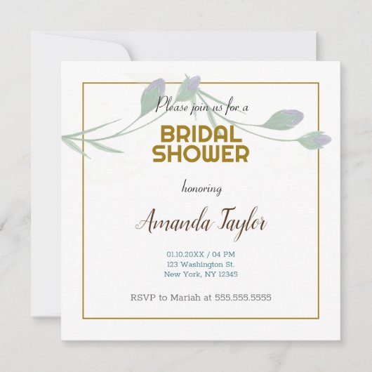 Goud Wit Kleur Floral Minimalistisch Vrijgezellenf Save The Date (Voorkant)