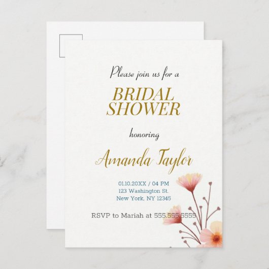 Goud Wit Kleur Minimalistisch Vrijgezellenfeest Aankondigingskaart (Voorkant / Achterkant)