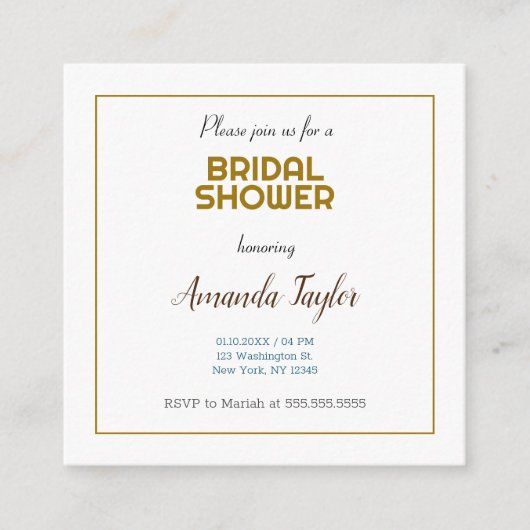 Goud Wit Kleur Minimalistisch Vrijgezellenfeest Informatiekaartje (Voorkant)