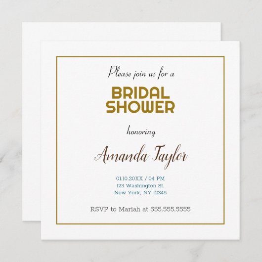 Goud Wit Kleur Minimalistisch Vrijgezellenfeest Save The Date (Voorkant / Achterkant)