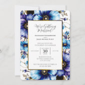 Goud Wit Lijst Blauw Paarse Bloemen Achtergrond Kaart (Voorkant)