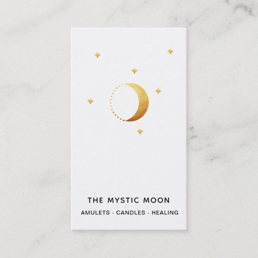 *~* Goud Wit - Lunar Stars Mystic Moon Luna Visitekaartje (Voorkant)
