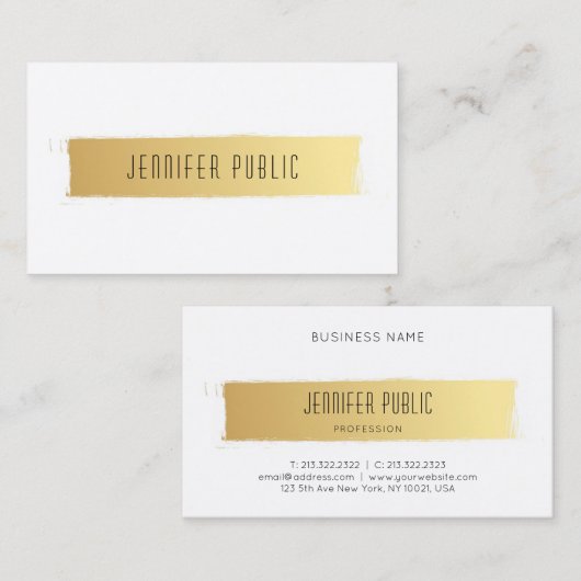 Goud Wit Luxe Moderne Professionele Sjabloon Visitekaartje (Voorkant / Achterkant)