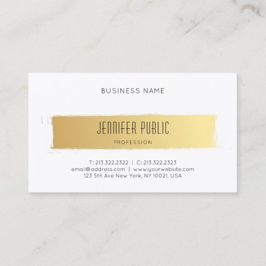 Goud Wit Luxe Moderne Professionele Sjabloon Visitekaartje (Achterkant)