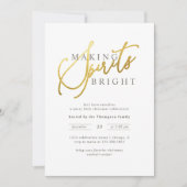 Goud & Wit Makend Geesten Helder Kerstmisfeest Kaart (Voorkant)