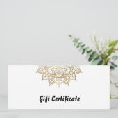 Goud & Wit Mandala Elegant Cadeaubon Kaart (Staand voorkant)