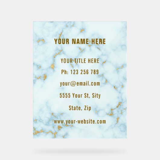 Goud Wit Marmer Custom Business Acryl Sign Acryl Bord (Voorkant)