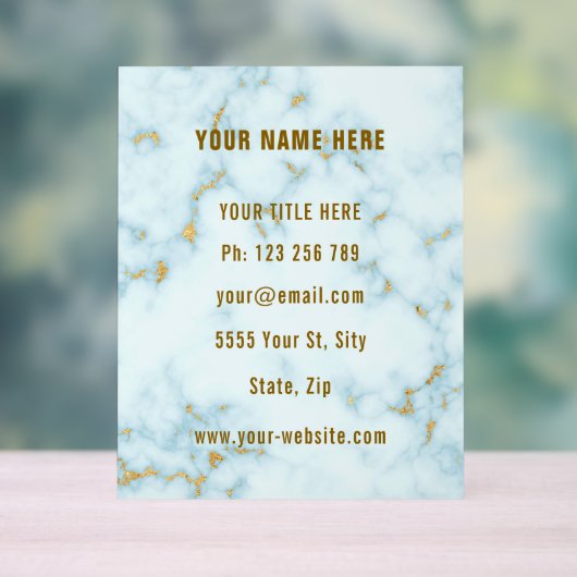 Goud Wit Marmer Custom Business Acryl Sign Acryl Bord (Neutraal)