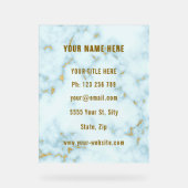 Goud Wit Marmer Custom Business Acryl Sign Bord (Voorkant)