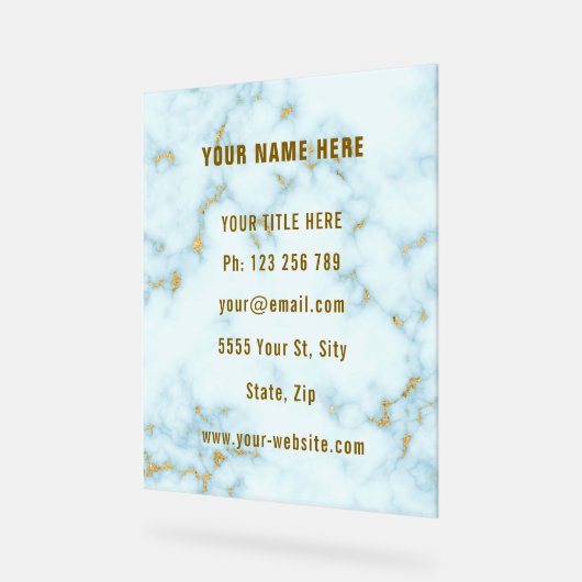 Goud Wit Marmer Custom Business Acryl Sign Bord (Hoek)