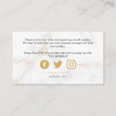 Goud wit marmer effect luxe klant bedankt informatiekaartje (Achterkant)