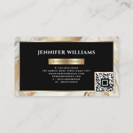 Goud Wit Marmer Elegant QR Code Modern Visitekaartje