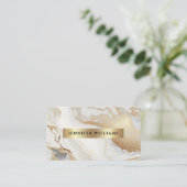 Goud Wit Marmer Elegant QR Code Modern Visitekaartje (Staand voorkant)