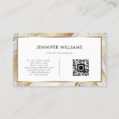Goud Wit Marmer Elegante Moderne QR Code Visitekaartje (Achterkant)