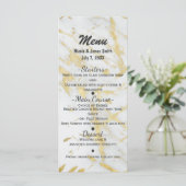 Goud & Wit Marmer Glam Elegante Ontwerper Menu (Staand voorkant)