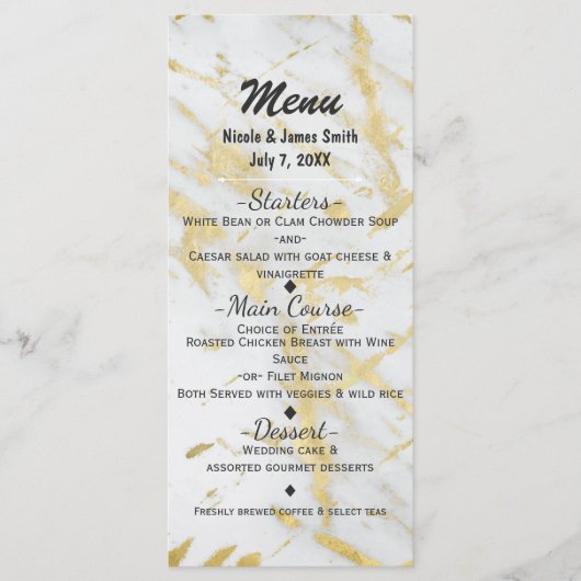 Goud & Wit Marmer Glam Elegante Ontwerper Menu (Voorkant)