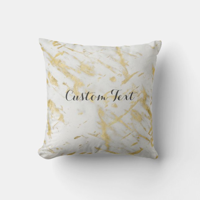 Goud & wit marmer glam elegante ontwerper stijl kussen (Voorkant)